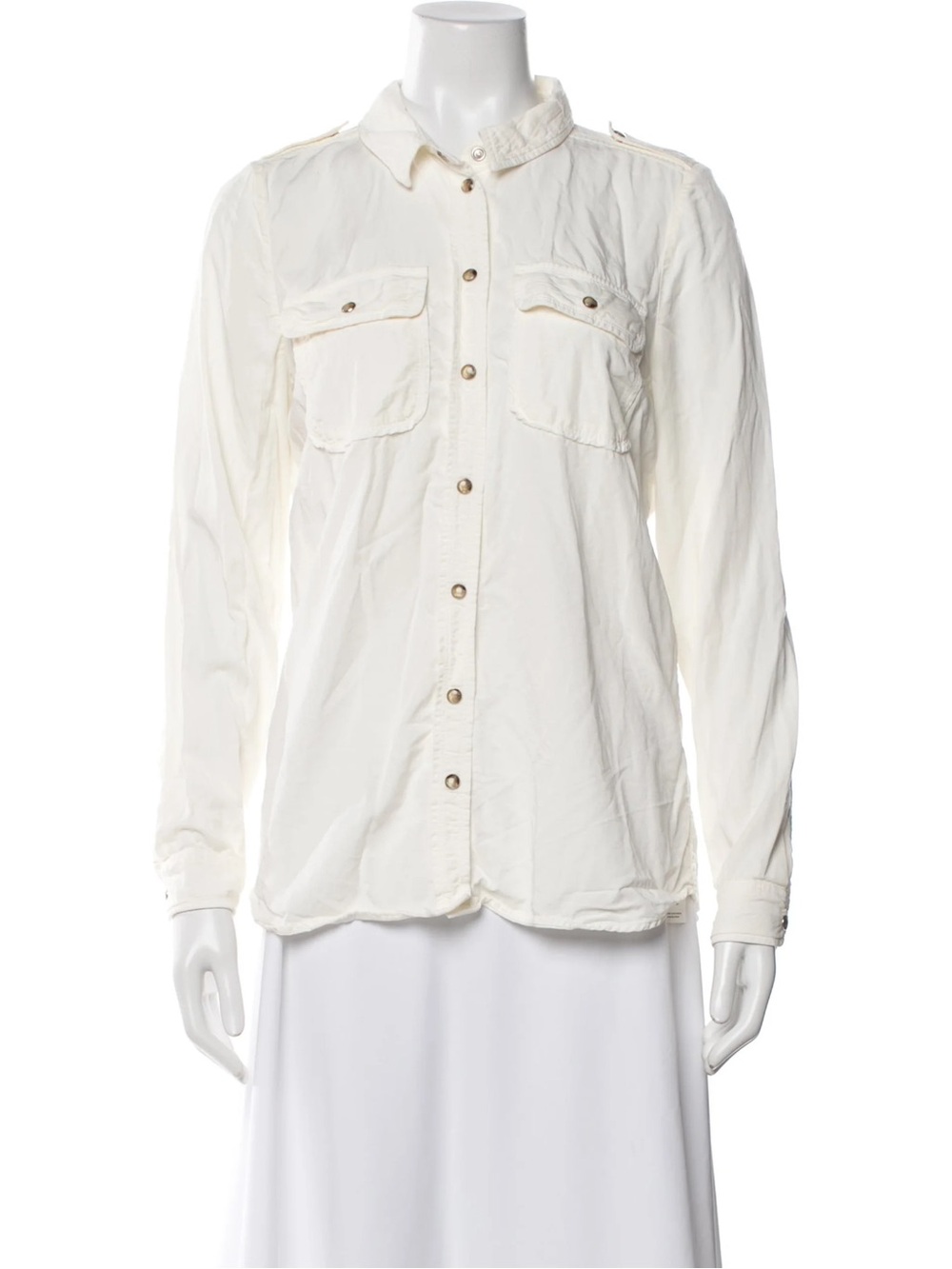 Sézane Ivory Utility Button-Up Shirt Blouse Size M